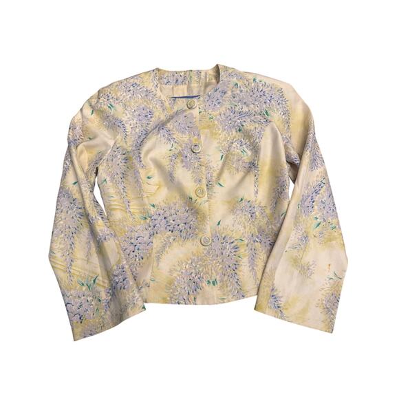 Thierry Mugler Vintage Floral Silk Suit Skirt Set Women’s Size 38 (8 US) Yellow - Picture 3 of 15